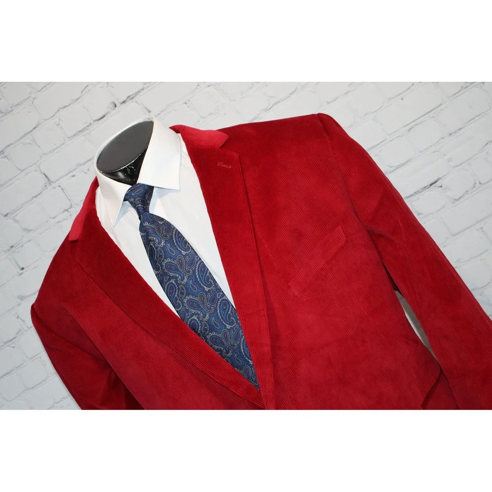 Saddlebred Sport Coat Men 56 Reg Red Corduroy 2Btn Single Vent Jacket Blazer